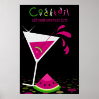 Poster do Partido Cocktail Melanon Martini Rosa