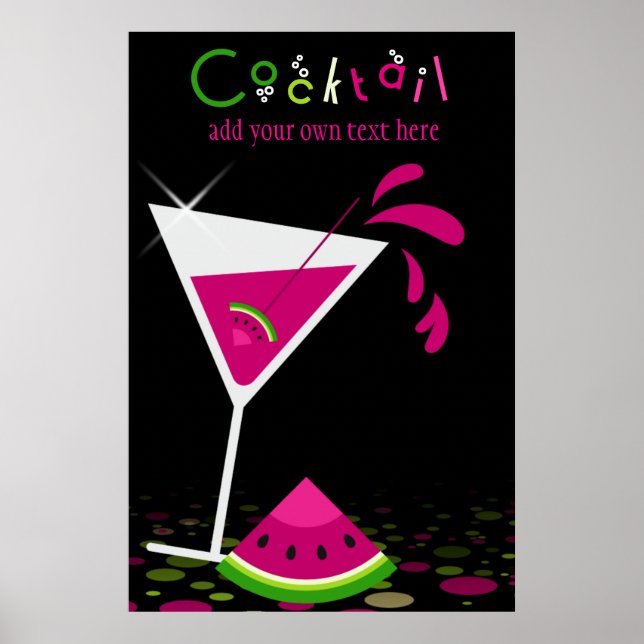 Poster do Partido Cocktail Melanon Martini Rosa (Frente)