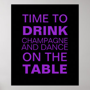 Poster do partido de Champagne do bebendo no roxo