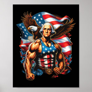 Poster Do Patriótico Funny George Washington 4 de julho
