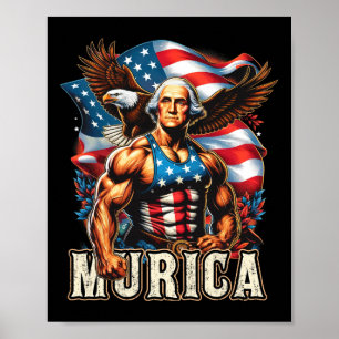 Poster Do Patriótico Funny George Washington 4 de julho