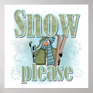 Póster Do pinguim do esqui da neve t-shirt e presentes