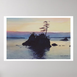 Póster Do "pintura da aguarela da praia de Rockaway por
