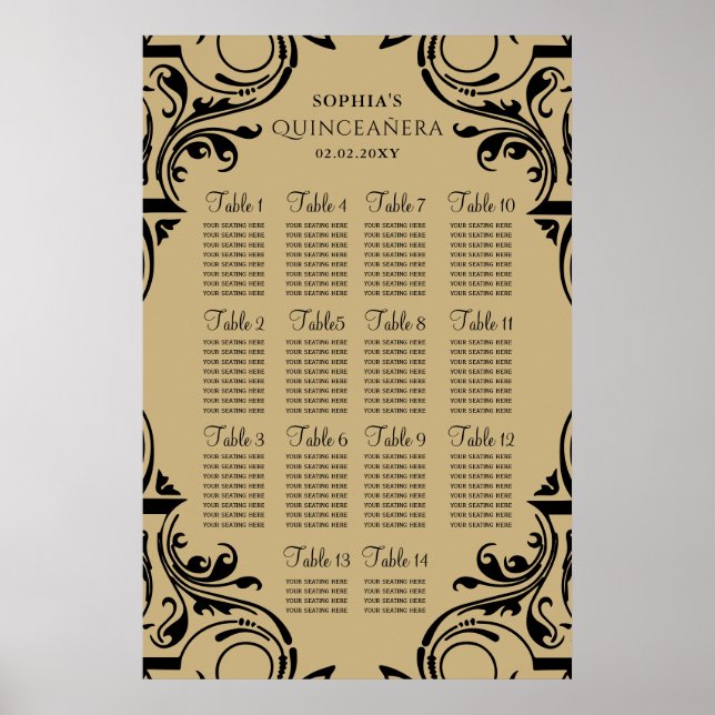 Poster do plano de assentos Dourado Russo Black (Frente)