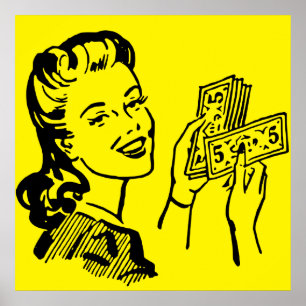 Poster do pop art da menina do dinheiro grande