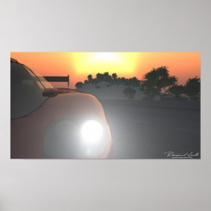 Poster do por do sol do carro