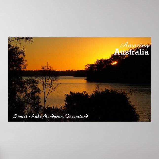 Poster do pôr do sol do lago Monduran (Frente)
