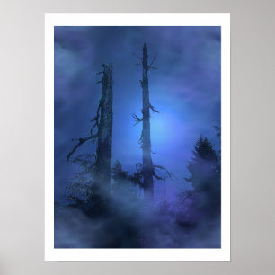 Póster Do "poster azul da floresta da NÉVOA ESPÍRITO"