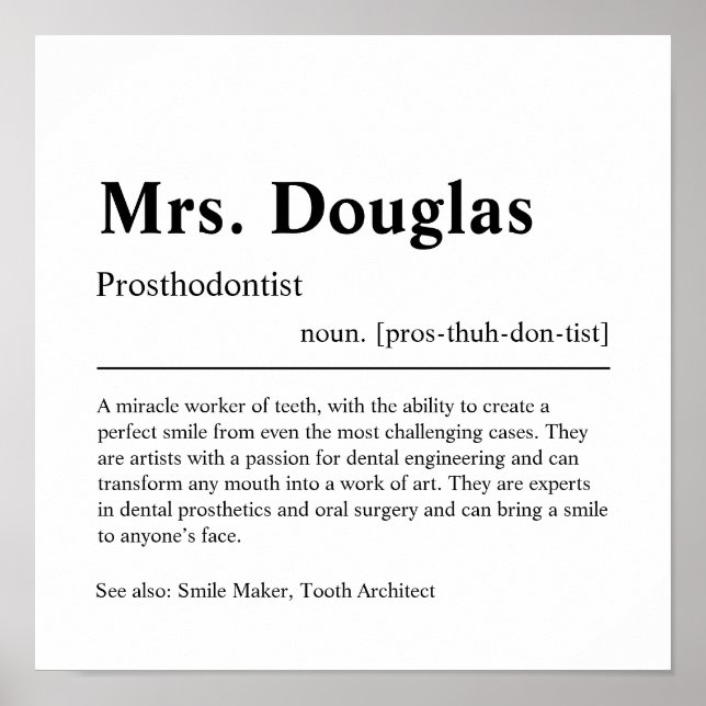 Poster do Presente Personalizado Prosthodontista (Frente)