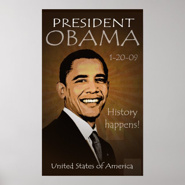 Poster do Presidente Barack Obama - Grunge (Frente)