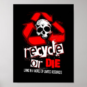 Poster do preto do reciclar dos recursos limitados
