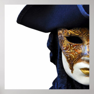Poster do quadrado da máscara de Veneza do teatro