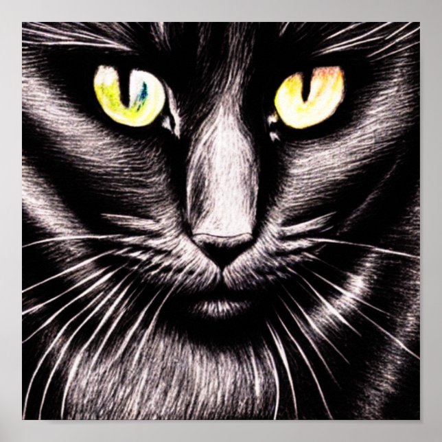 Poster do Quadrado de Gato Negro (Frente)