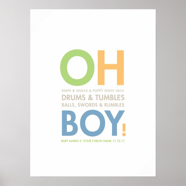 Poster do quarto do Baby Boy Snips & Snails (Frente)