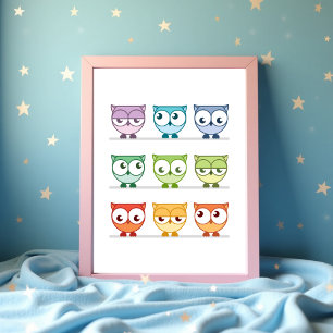 Poster do Rainbow Owl Nursery Wall Art