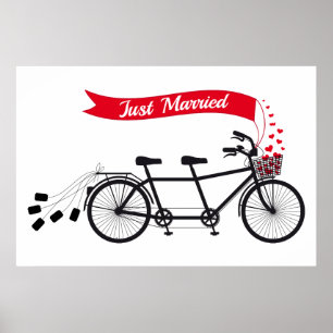 Poster do recem casados, bicicleta em tandem