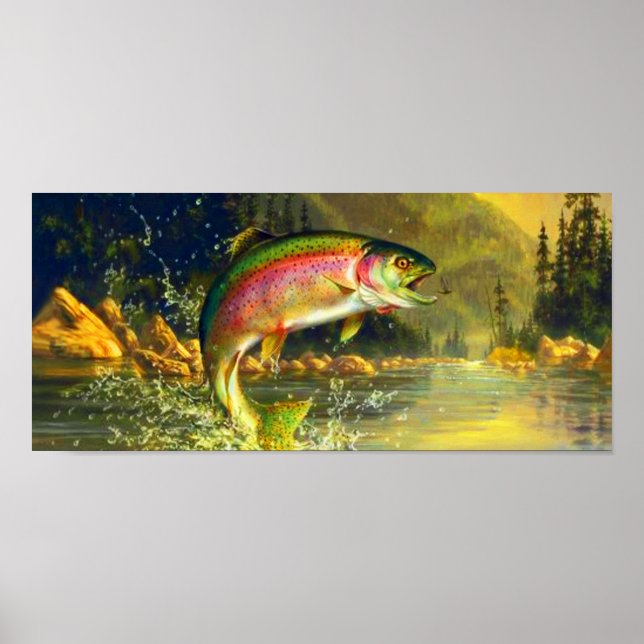 Poster do rio Rainbow Trout Jumping (Frente)
