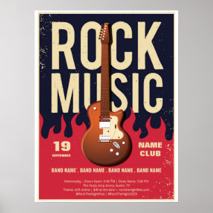 Poster do Rock Music Festival - Desenho de Violão 