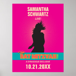 Poster do Rock Star Bat Mitzvah a rosa quente