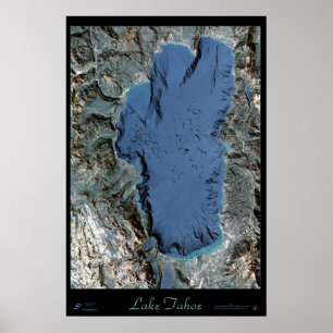 Poster do satélite de Lake Tahoe Califórnia/Neva