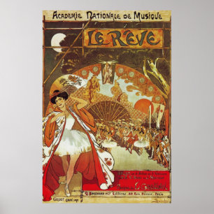 Poster do século XIX da ópera 36 x 24 de Le Reve