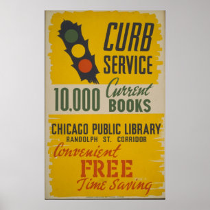 Poster do serviço do freio da biblioteca pública