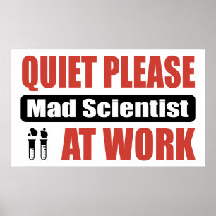 Póster Do silêncio cientista louco por favor no trabalho