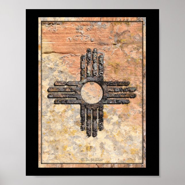 Poster do Símbolo Sol Zia do Novo México (Frente)