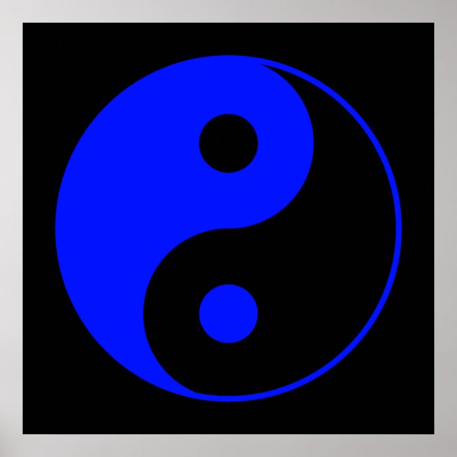 Poster do Símbolo Yin Yang preto e azul (Frente)