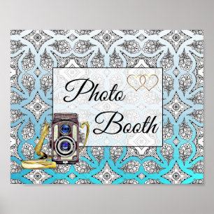 Poster do Sinal de Casamento de Booth de Foto Azul