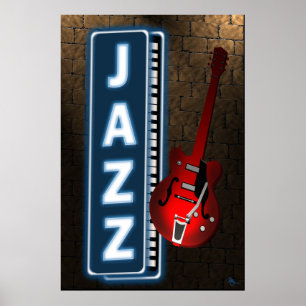 Poster do sinal de néon do jazz