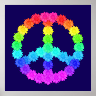 Poster do sinal de paz da flor do arco-íris