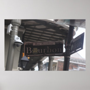Poster do sinal de rua de Bourbon