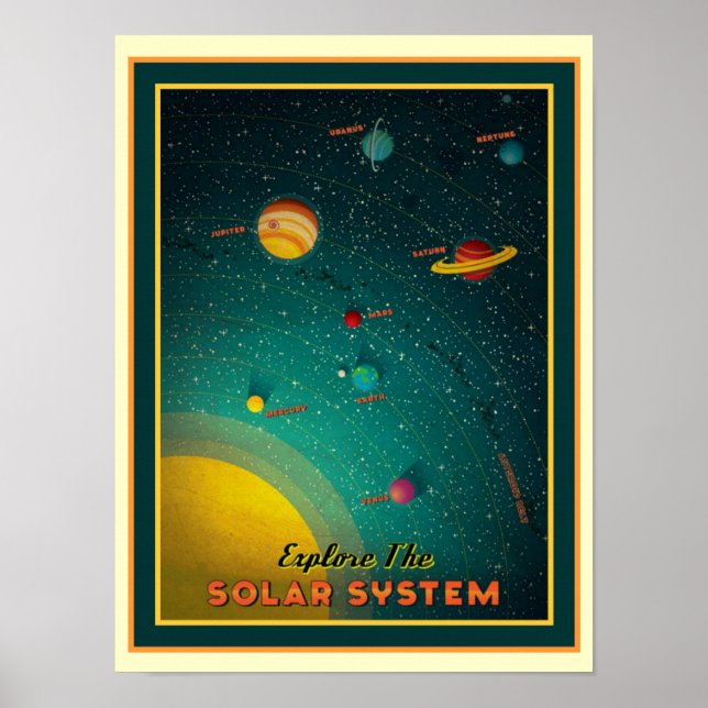 Poster do sistema solar retrorreflector 12 x 16 (Frente)