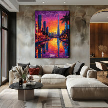 Poster do Skyline de Dubai - Arte de Muro Moderna 