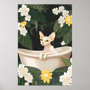 Poster do Sphynx na Banheira, Poster Divertido de