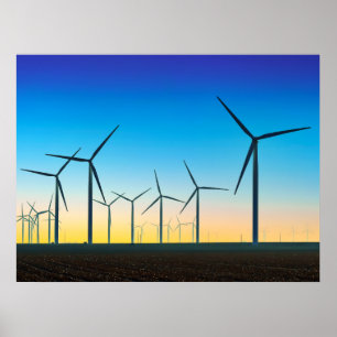 Poster do Sunset de Campo de Turbina Eólica