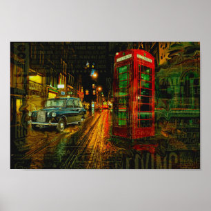 Poster Do táxi preto do táxi de Londres ben grande caix