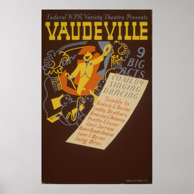 Poster do Teatro Vintage do Vaudeville WPA (Frente)