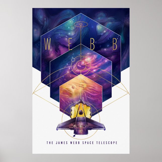Poster do Telescópio Espacial James Webb. (Frente)
