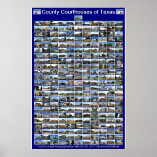 Poster do Texas County Courthouses (vertical azul)
