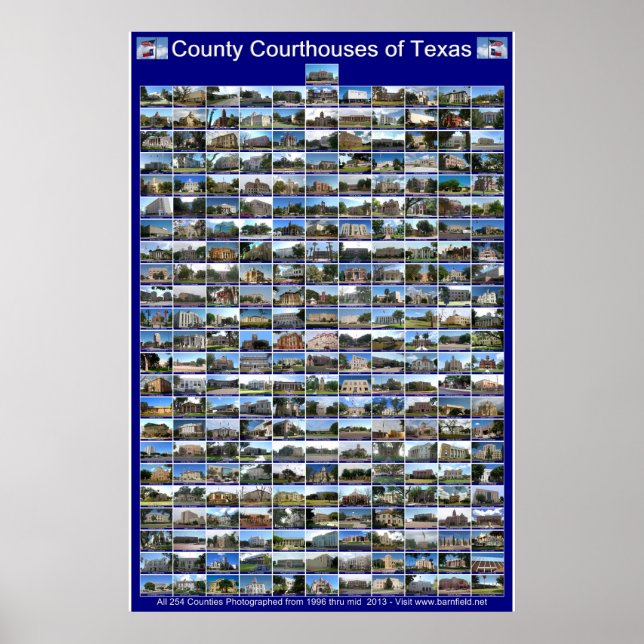 Poster do Texas County Courthouses (vertical azul) (Frente)