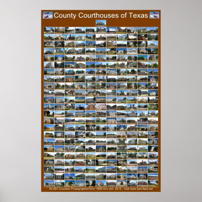 Poster do Texas County Courthouses (vertical marro (Frente)