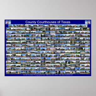 Poster do Texas Courthouses (horizontal azul)