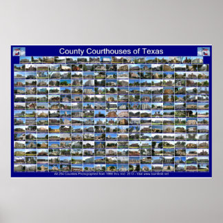 Poster do Texas Courthouses (horizontal azul)