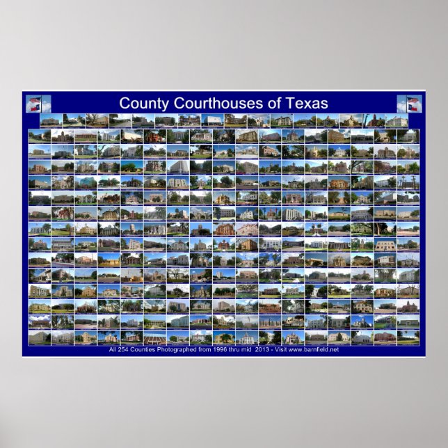 Poster do Texas Courthouses (horizontal azul) (Frente)