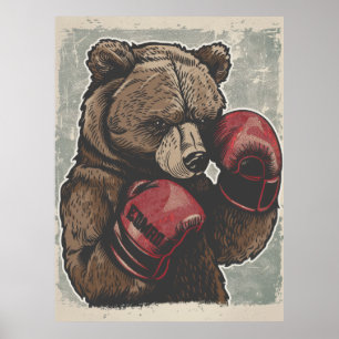 Poster do Urso de Boxing Selvagem e Ferida