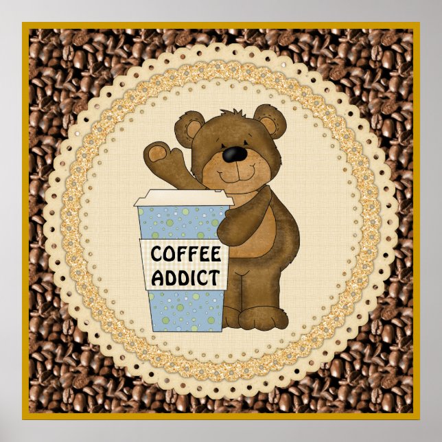 Poster do Urso Viciado em Café (Frente)