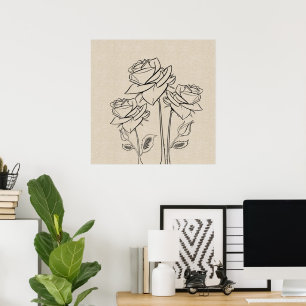 Poster do ventilador da Canvas de desenho dos rosa