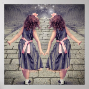 Póster do vintage dos gemini dos melhores amigos meninas